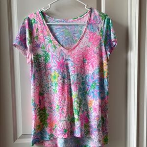 Lilly Pulitzer Floral V-Neck Women's Top - Multicolor